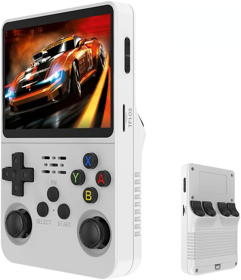 R36S Retro Game Console, 3.5" IPS Screen, 64GB Games Preloaded, XMWX System, Handheld Gaming Device (White)